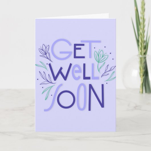 Get Well Binnenkort Moderne Paarse en Blauwe Typog Kaart (Voorkant)