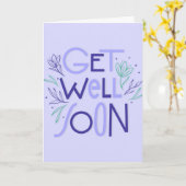 Get Well Binnenkort Moderne Paarse en Blauwe Typog Kaart (Gele Bloem)