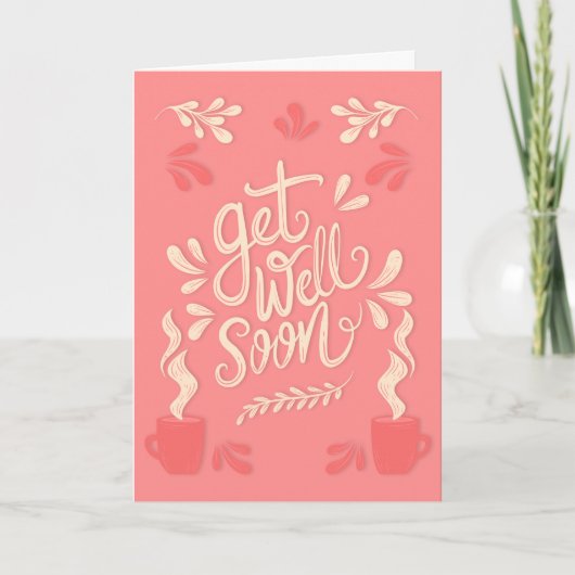 Get Well Binnenkort Moderne Peach en Cream Typogra Kaart (Voorkant)