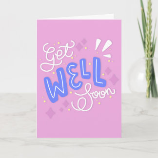 Get Well Binnenkort Moderne Roze en Blauwe Typogra Kaart