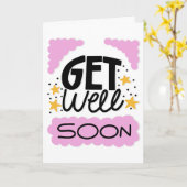 Get Well Binnenkort Moderne Roze en Gele Typografi Kaart (Gele Bloem)