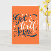 Get Well Binnenkort Moderne Sinaasappel en Blauwe  Kaart (Gele Bloem)