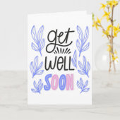 Get Well Binnenkort Moderne Zwart-Blauwe Typografi Kaart (Gele Bloem)