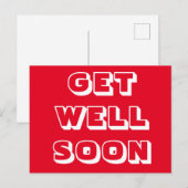 Get Well Binnenkort, Rood wit modern vet Briefkaart (Voorkant / Achterkant)