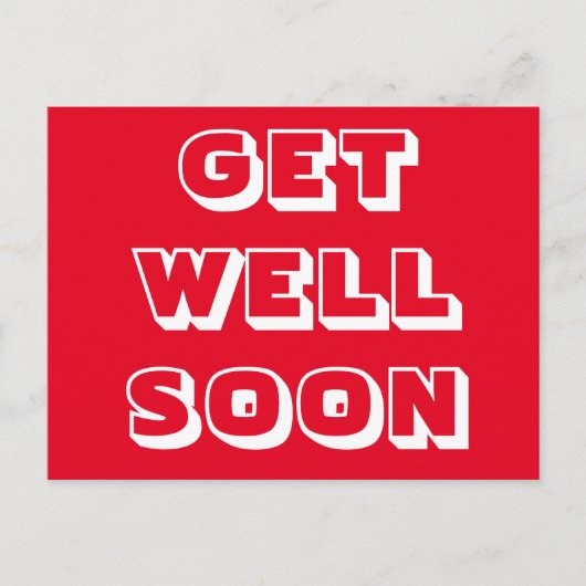 Get Well Binnenkort, Rood wit modern vet Briefkaart (Voorkant)