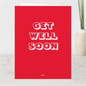 Get Well Binnenkort, Rood wit modern vet Kaart (Achterkant)