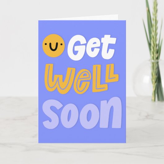 Get Well Binnenkort Schattige Smile Pink Typografi Kaart (Voorkant)