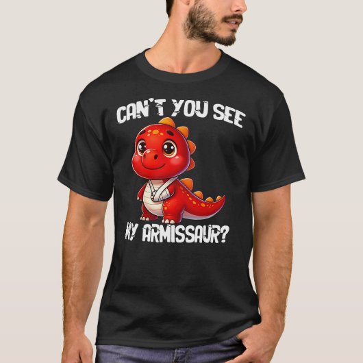 Get Well Broken Arm Dinosaur with Cast My Armissau T-shirt (Voorkant)