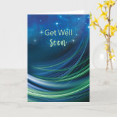 Get Well Business Navy en Groene Abstracte Cirkels Kaart (Gele Bloem)