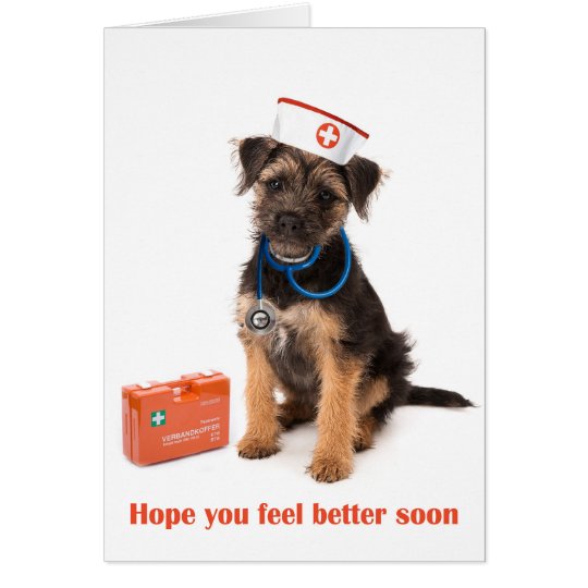 Get well card of Dog with nurse outfit Briefkaarten 0