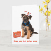 Get well card of Dog with nurse outfit Kaart (Gele Bloem)