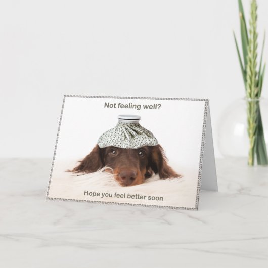 Get well card with a dachshund hound dog kaart (Voorkant)