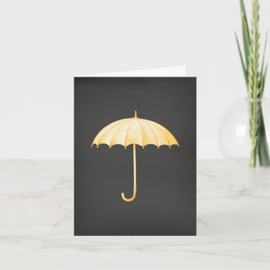 Get Well Card with a Yellow Umbrella on Black Kaart (Voorkant)