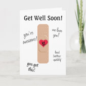 Get Well Card with Cute Bandaid Kaart (Voorkant)