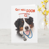 Get well card with dog with a nurse outfit kaart (Gele Bloem)