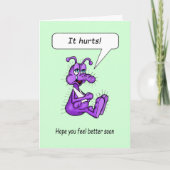 Get Well Cartoon Little Bug met Hurt Arm In Sling Kaart (Voorkant)