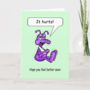 Get Well Cartoon Little Bug met Hurt Arm In Sling Kaart