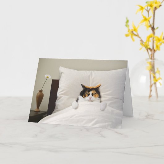 Get Well Cat Kaart Grappig Schattige Schattig Best (Gele Bloem)