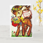 Get Well -Fawn & Bird met Yellow Daisies, Kaart (Gele Bloem)