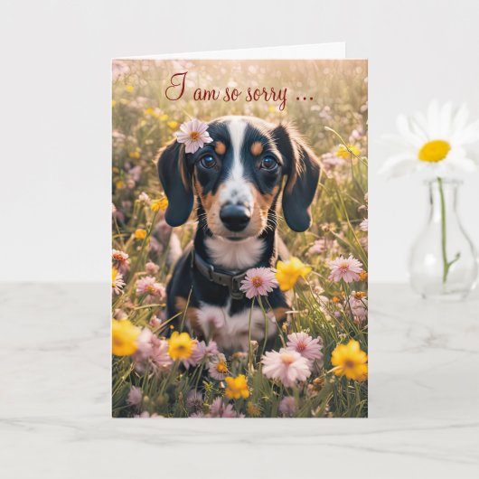 Get Well Feel Better Cute Dachshund Puppy  Kaart (Kleine Plant)