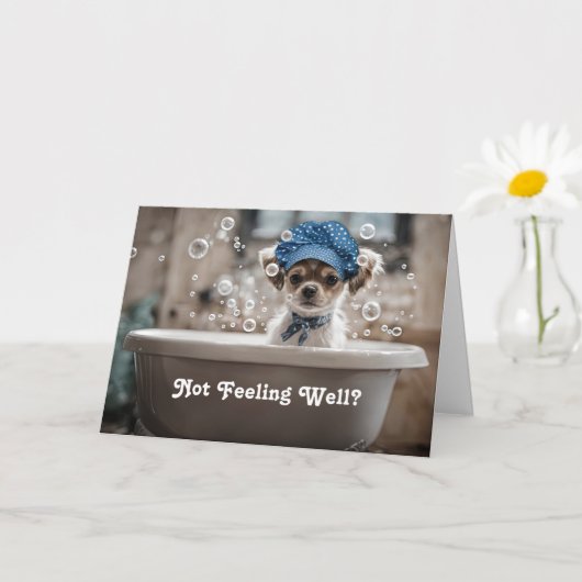 Get Well Feel Better Schattige Chihuahua Puppy Dog Kaart (Kleine Plant)