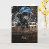 Get Well Feel Better Schattigee Black Labrador Ret Kaart (Gele Bloem)