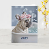 Get Well Feel Better Schattigee Franse Bulldog Kaart (Gele Bloem)
