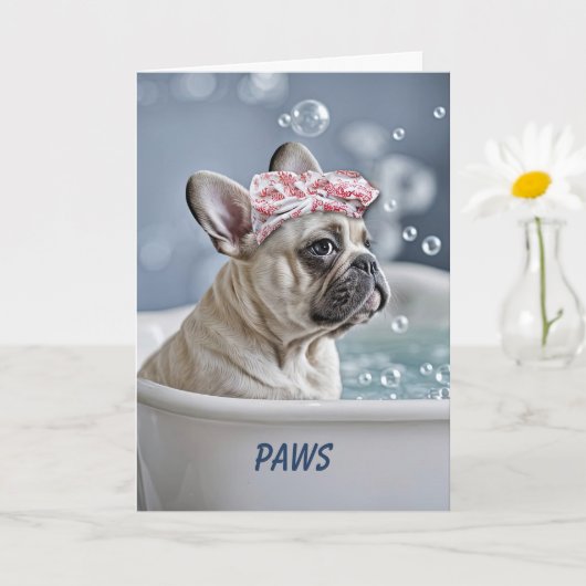 Get Well Feel Better Schattigee Franse Bulldog Kaart (Kleine Plant)