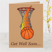Get Well from Basketball Team Large Card Kaart (Gele Bloem)