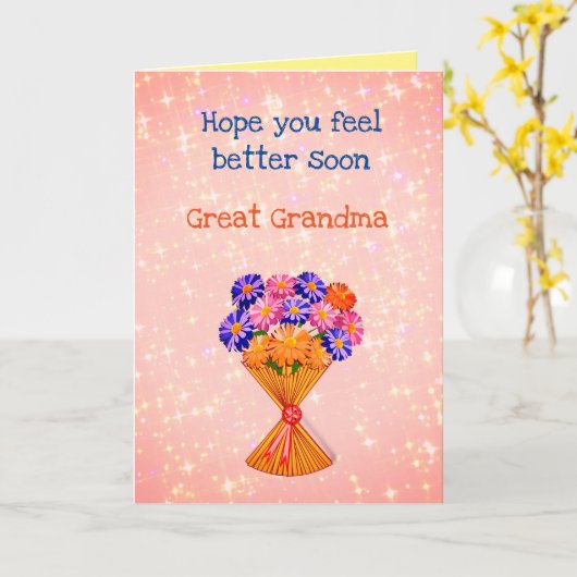  Get Well Grootmoeder Groet Kaart (Gele Bloem)