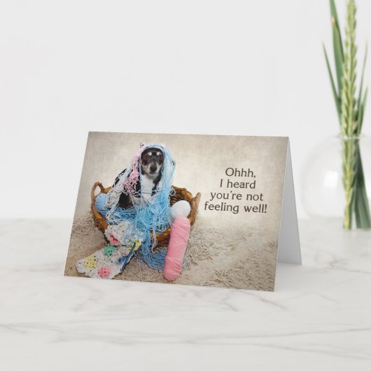 GET WELL - HUMOR - HOND VERSTRIKT IN GAREN KAART (Voorkant)