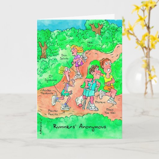 Get Well Kaart voor Runner - Runners Anonymous (Gele Bloem)