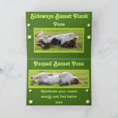 Get Well Kaart w/Funny Basset Hound Yoga Poses (Binnen)