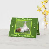 Get Well Kaart w/Funny Basset Hound Yoga Poses (Gele Bloem)