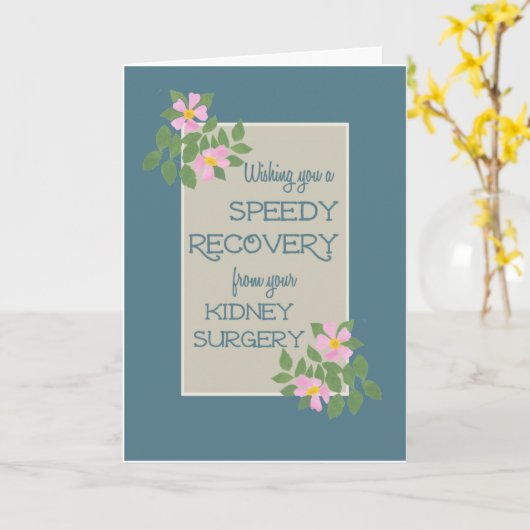 Get Well, Kidney Surgery Kaart, Roze Dogroses, Bla Kaart (Gele Bloem)