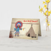 Get Well - Kinder - Indiaanse Fun Kaart (Gele Bloem)