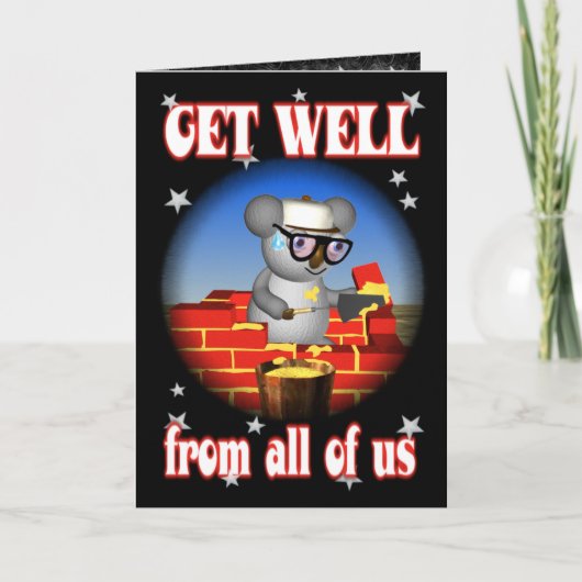 Get Well Koala Bricklayer Greeting Card Kaart (Voorkant)