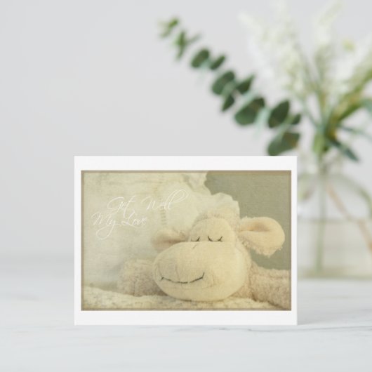 Get well my love schapenslaap slecht - wenskaart briefkaart (Staand voorkant)