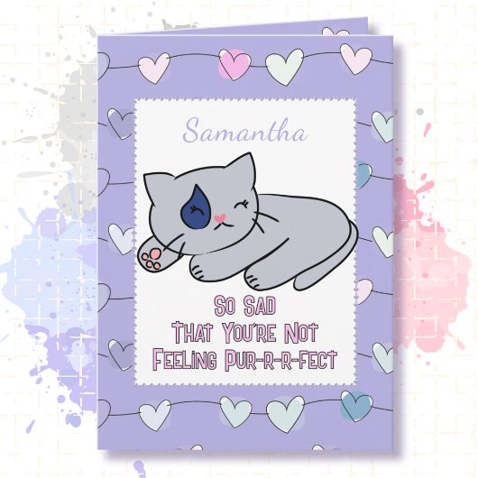  Get Well Sad Sweet Cat Cartoon for Child Kaart