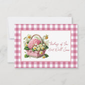 Get Well Soon Bloemenmand Roze Gingham Notitiekaartje (Voorkant)