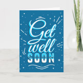 Get Well Soon Blue White Typography Greeting Card Kaart (Voorkant)