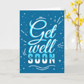 Get Well Soon Blue White Typography Greeting Card Kaart (Gele Bloem)
