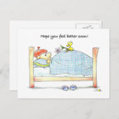 Get Well Soon Briefkaart – Schattige Pig & Duck (Voorkant / Achterkant)