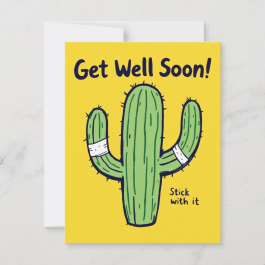 Get Well Soon – Cactus Humor Recovery Kaart (Voorkant)