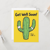 Get Well Soon – Cactus Humor Recovery Kaart (Voorkant / Achterkant in situ)