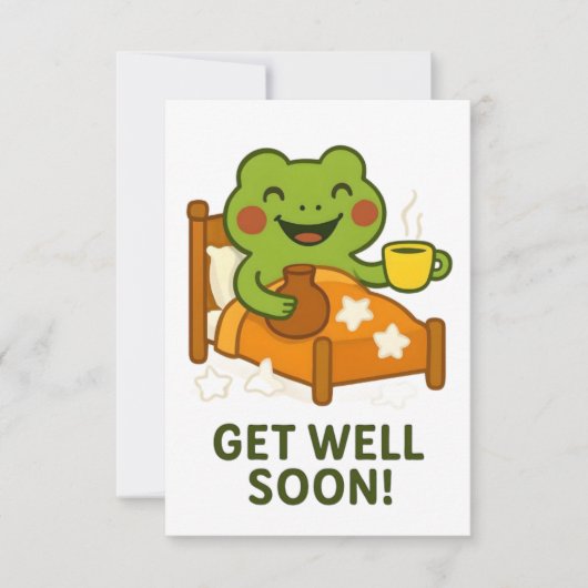 Get Well Soon Card - Sick Frog Bedankkaart (Voorkant)
