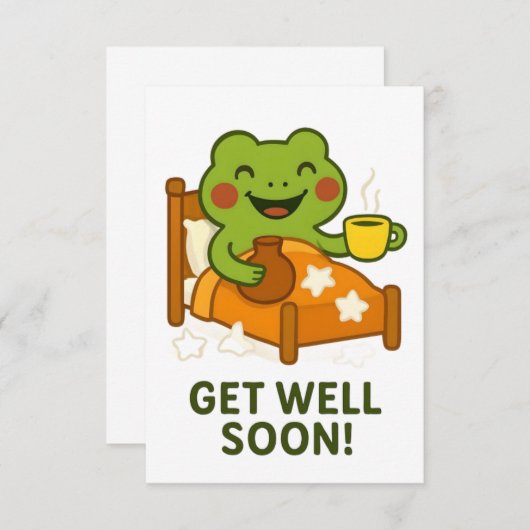 Get Well Soon Card - Sick Frog Bedankkaart (Voorkant / Achterkant)