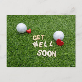 Get well soon card with golf ball and tee briefkaart