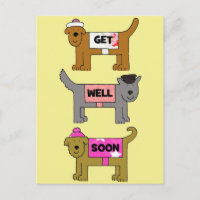 Get Well Soon Cartoon Honden in Kleding.
