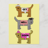 Get Well Soon Cartoon Honden in Kleding. Briefkaart (Voorkant)